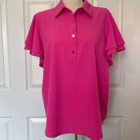 Chico's Women's Pink Flutter Sleeve Blouse, size 12 - Picture 1 of 8